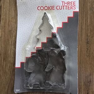 Vintage Christmas Metal Cut Out Cookie Cutters Set of 3 (1989) NEW